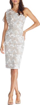 Dress the Population Thalia One-Shoulder Floral Lace Dress