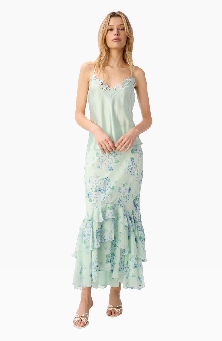 CAMI NYC Rafa Lace Trim Silk Charmeuse Camisole, Alternate, color, Clearwater