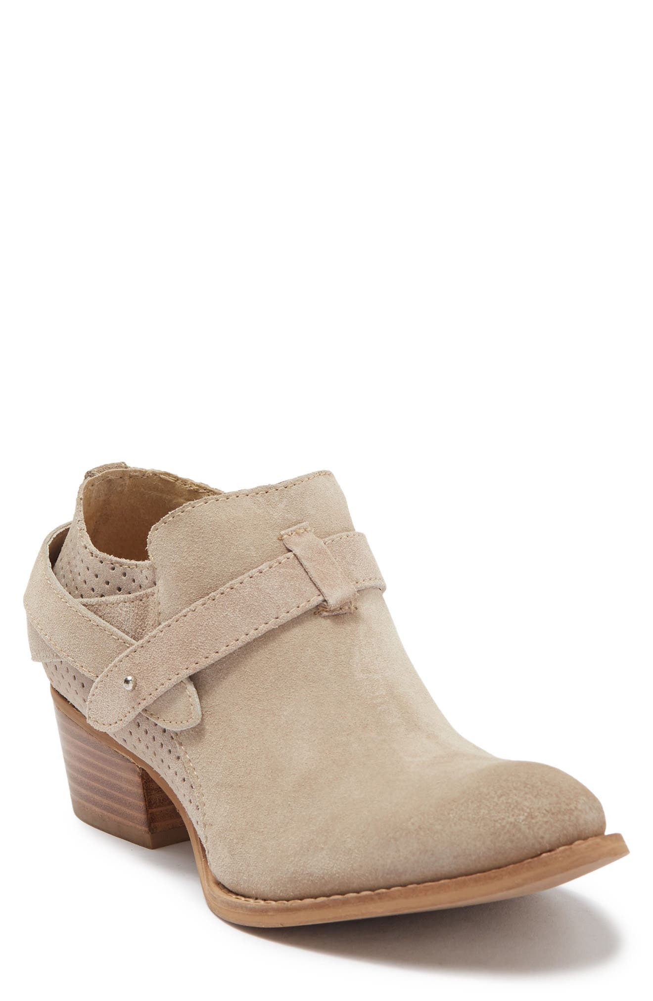Yesina Block Heel Bootie, Main, color, DK BEIGE SUEDE