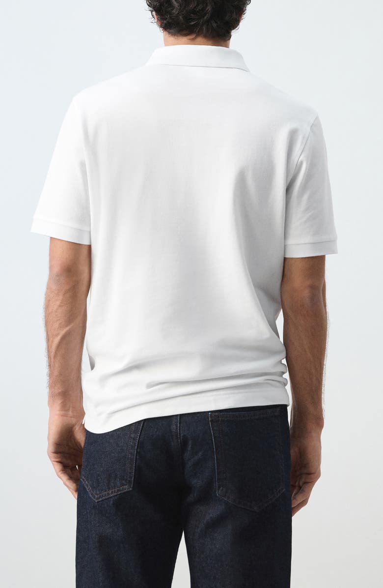 MANGO Regular Fit Cotton Piqué Polo, Alternate, color, White