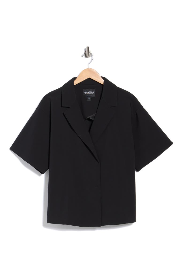Knit Gabardine Blazer Shirt, Alternate, color, BLACK