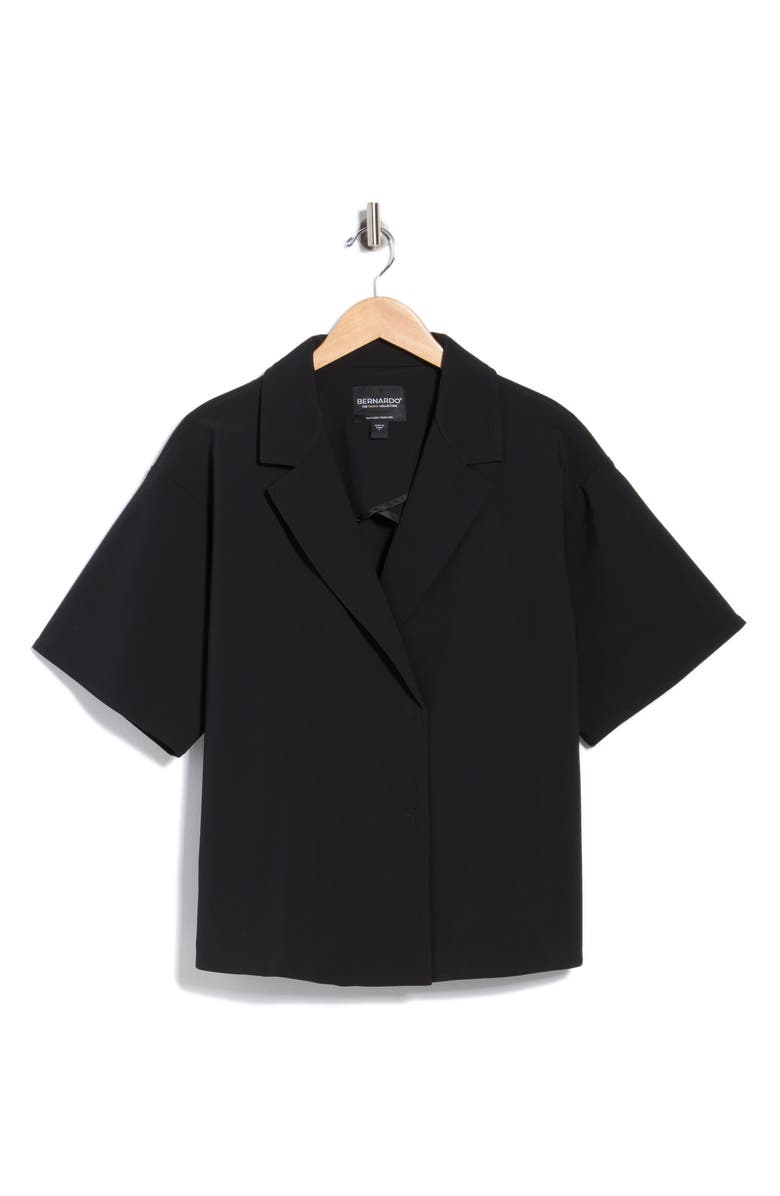 Bernardo Knit Gabardine Blazer Shirt, Alternate, color, Black