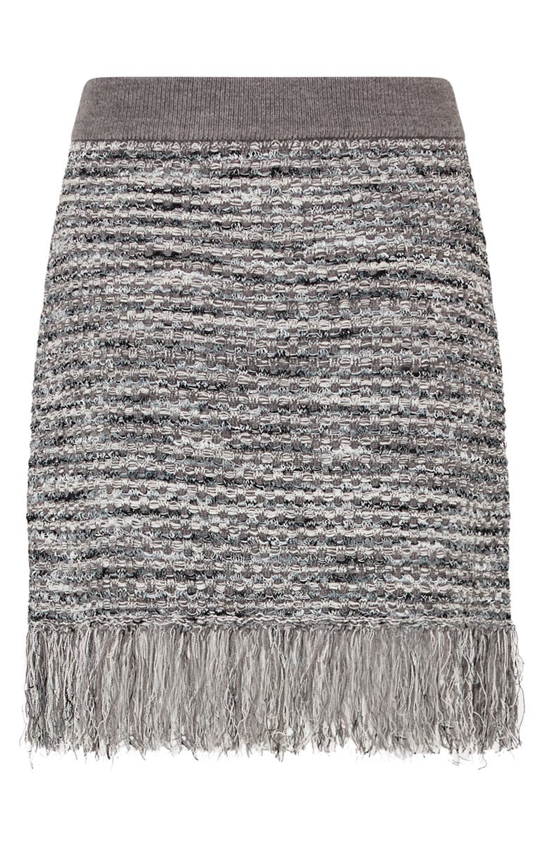 Milly Kali Fringe Tweed Sweater Skirt, Alternate, color, Grey Multi