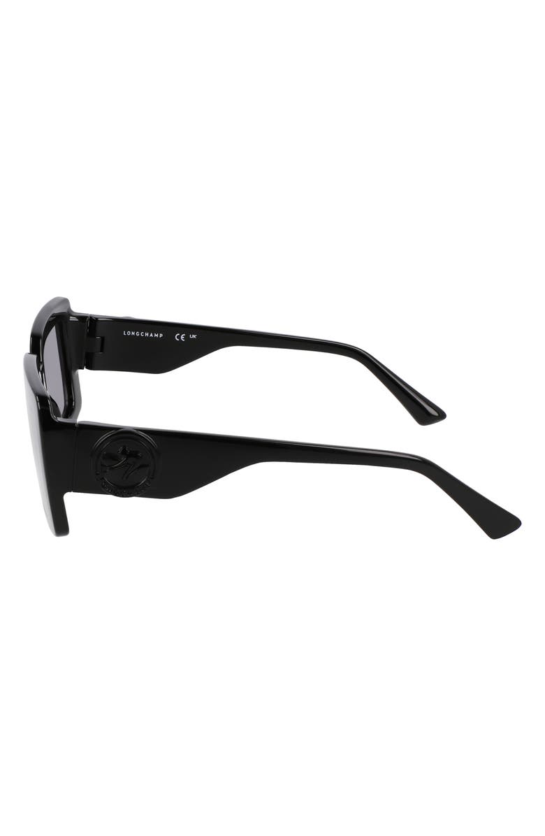 Longchamp 53mm Rectangular Sunglasses, Alternate, color, Black
