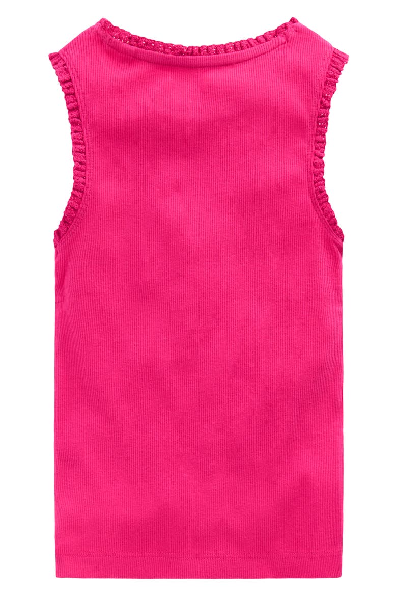 Kids' Rib Lace Trim Tank, Alternate, color, PINK PEONY