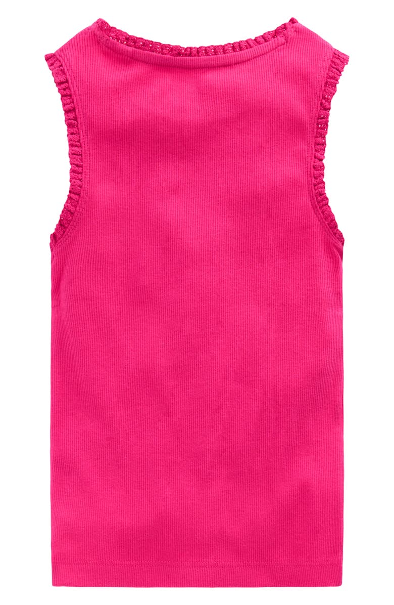 Mini Boden Kids' Rib Lace Trim Tank, Alternate, color, Pink Peony