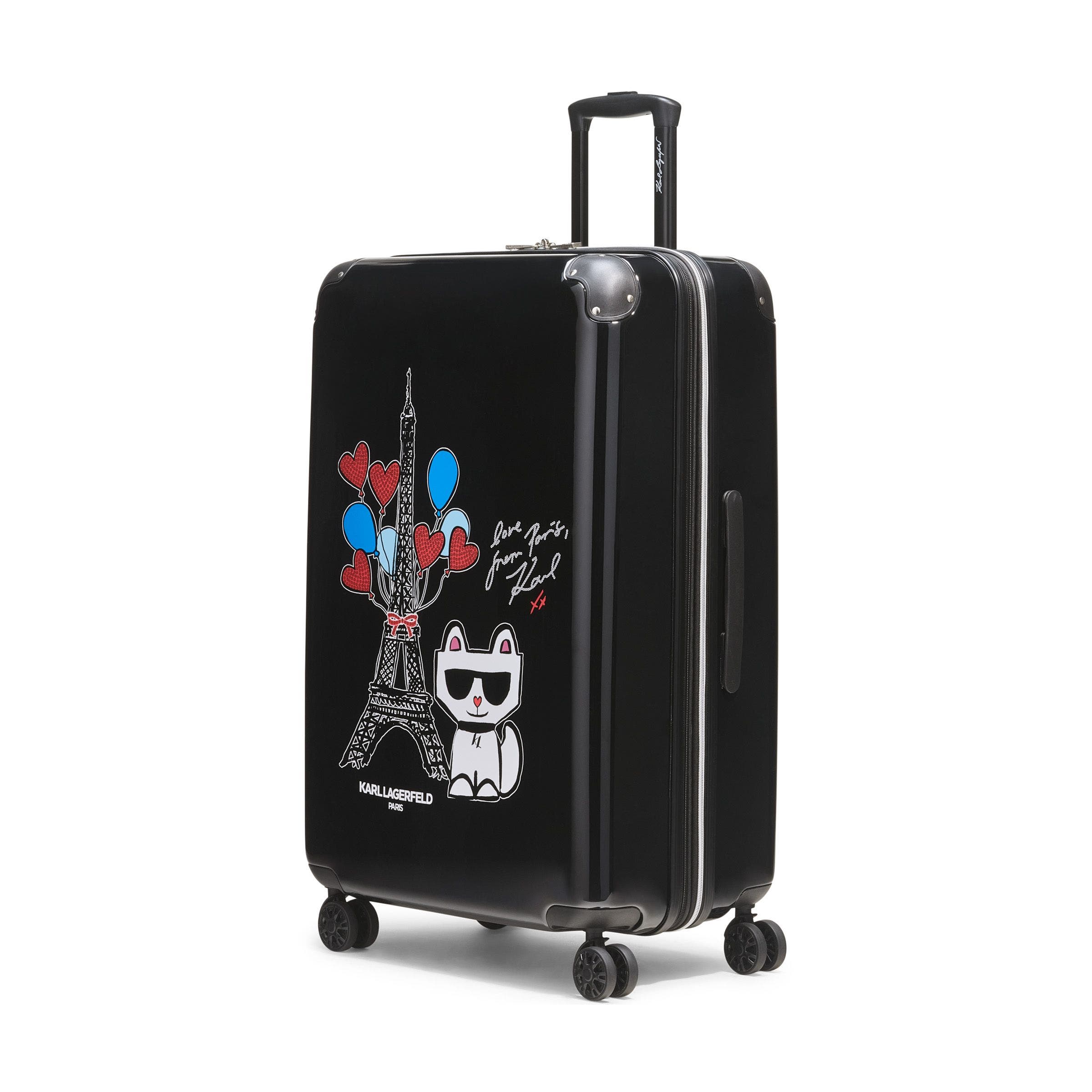 KARL LAGERFELD Up in Paris Upright Suitcase, Alternate, color, Black