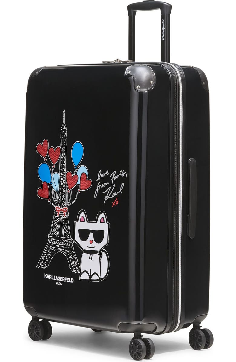 KARL LAGERFELD Up in Paris Upright Suitcase, Alternate, color, Black