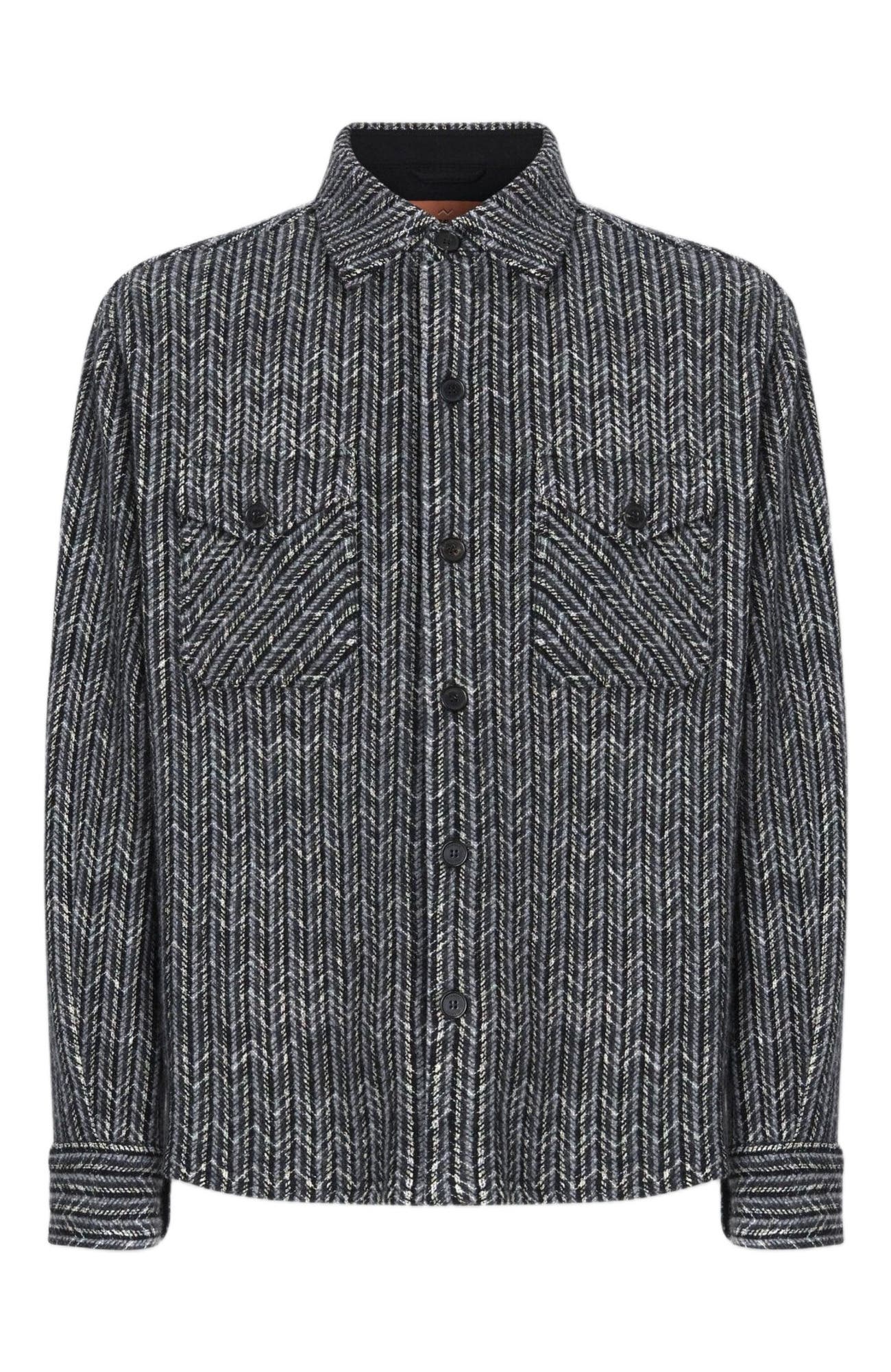 Overshirt In Wool-cotton Blend With Zigzag Pattern - image 2