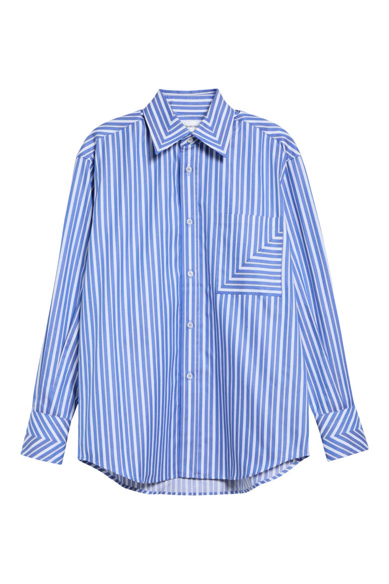 Pocket Detail Striped Cotton Shirt, Main, color, BLUE/ WHITE