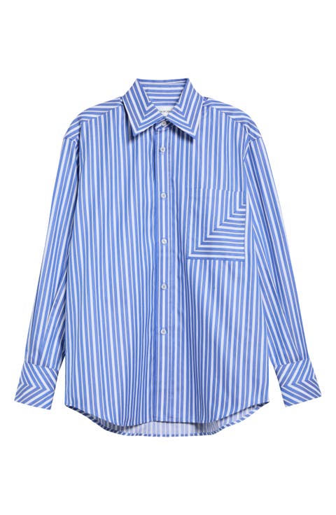 Pocket Detail Striped Cotton Shirt