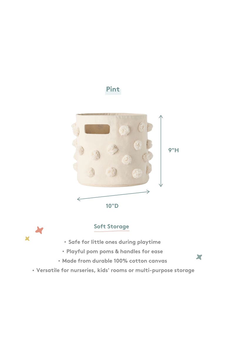 Pompom Mini Canvas Bin, Alternate, color, NATURAL