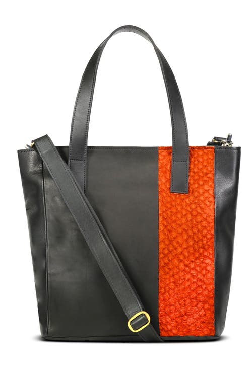 Sarep + Rose Maral Daily Leather Tote Crossbody Bag in Black And Orange at Nordstrom