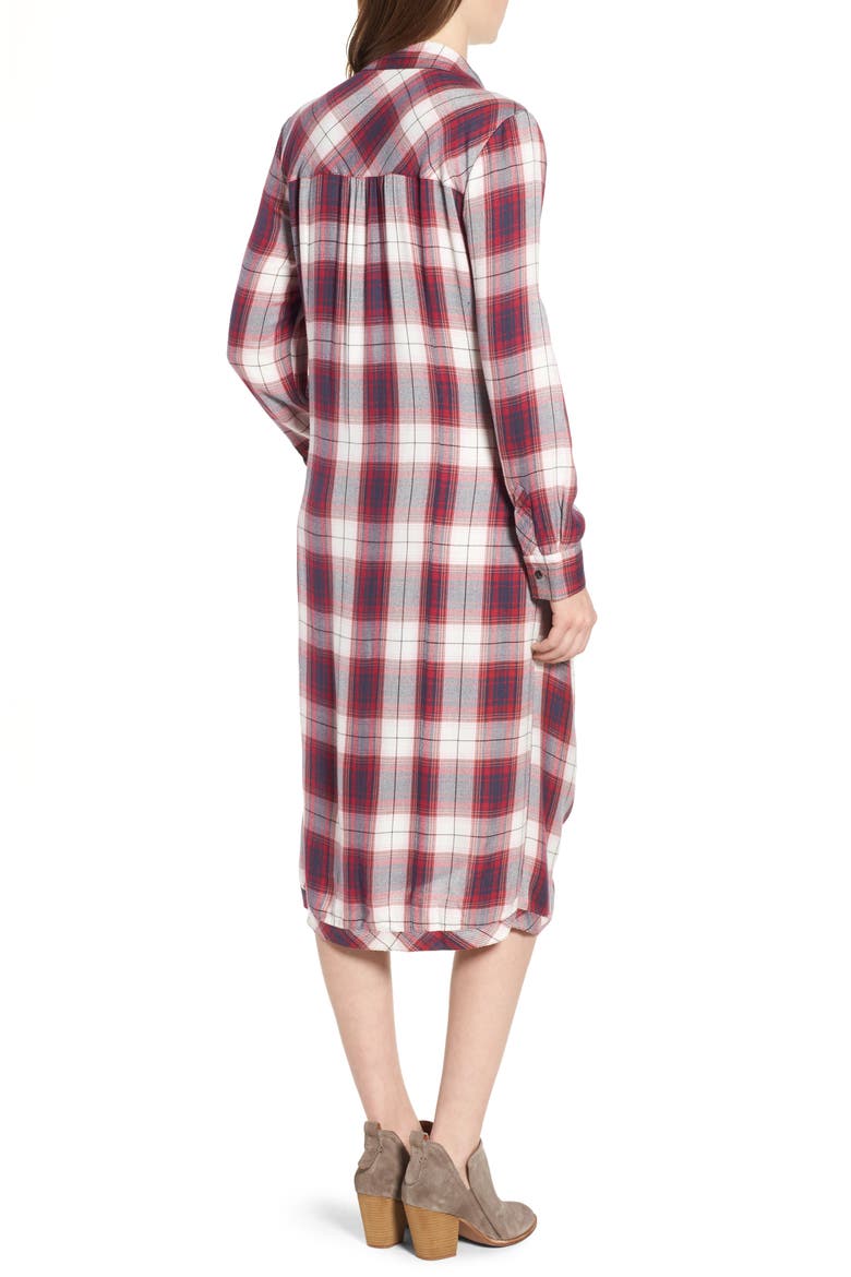 Twist Front Plaid Shirtdress, Alternate, color, NAVY- RED JAMES PLAID