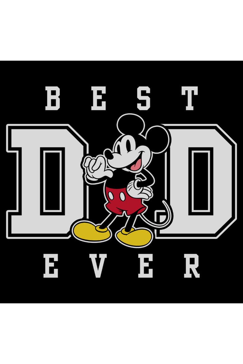 Mens Mickey & Friends Best Dad Ever Pose T Shirt, Alternate, color, Black