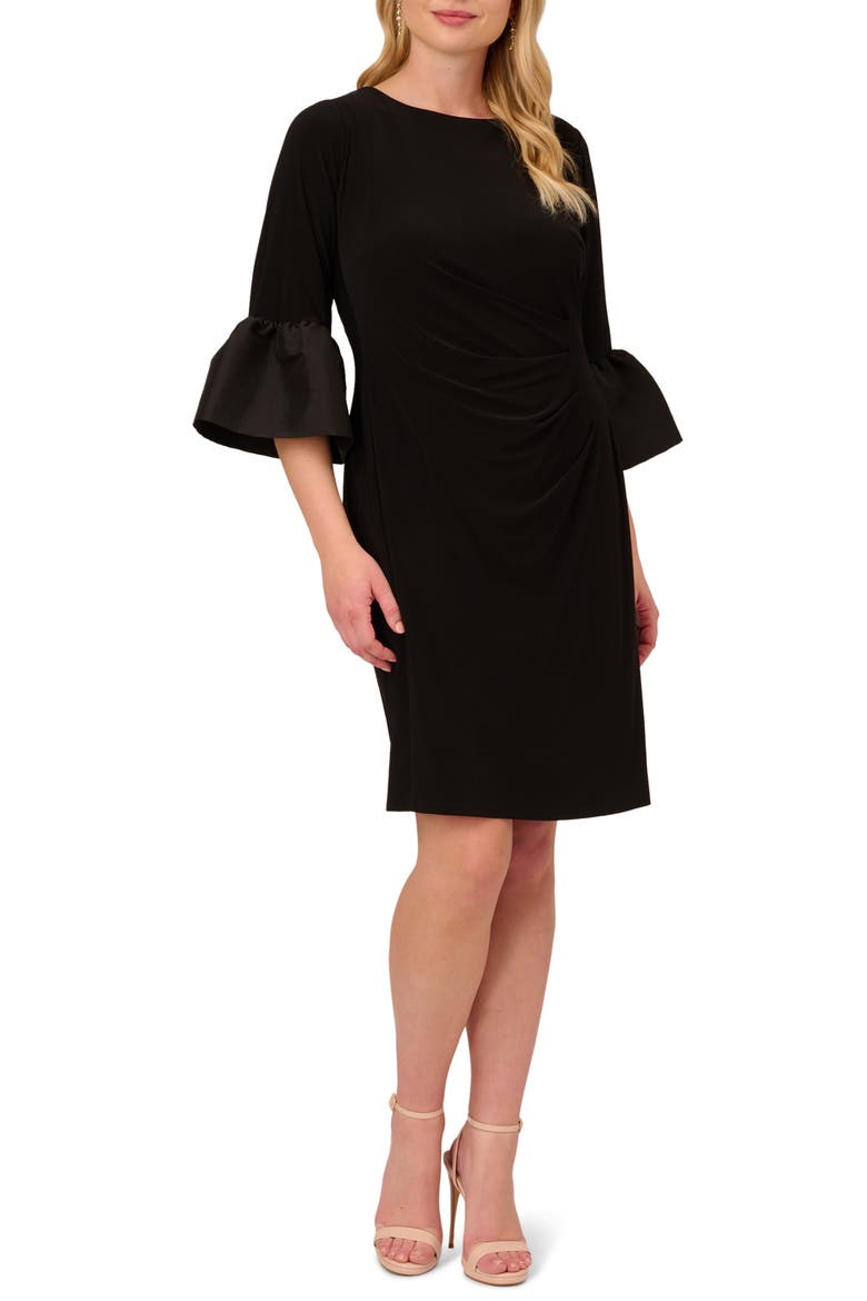 Bell Sleeve Jersey Sheath Dress, Alternate, color, BLACK