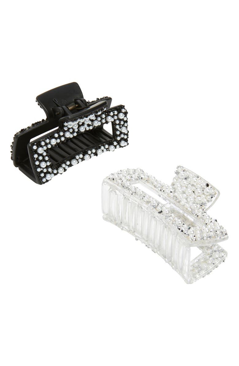 Tasha Assorted 2-Pack Pearl & Crystal Jaw Hair Clips, Main, color,