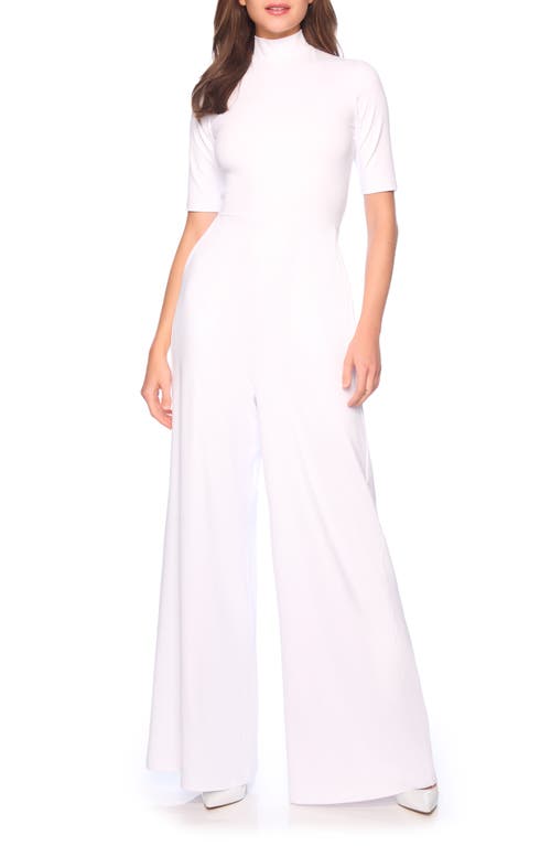 Susana Monaco Mock Neck Wide Leg Jumpsuit in Sugar 