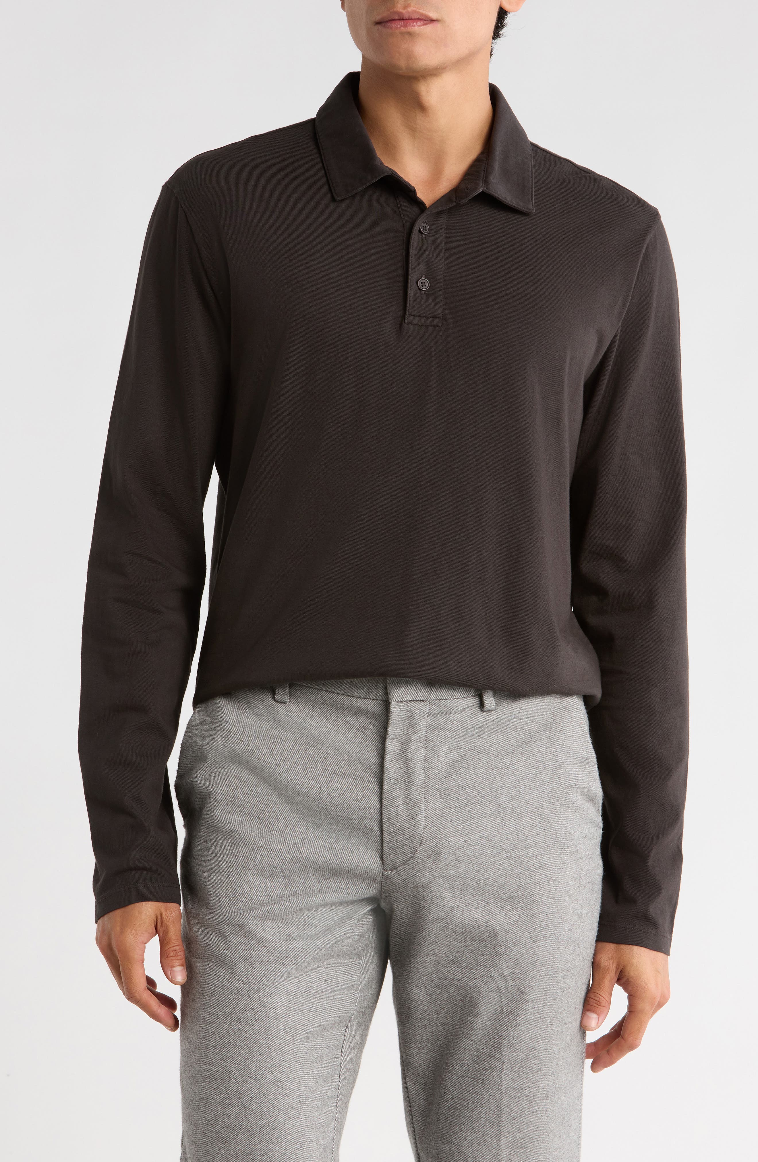 Vince Cotton Long Sleeve Polo