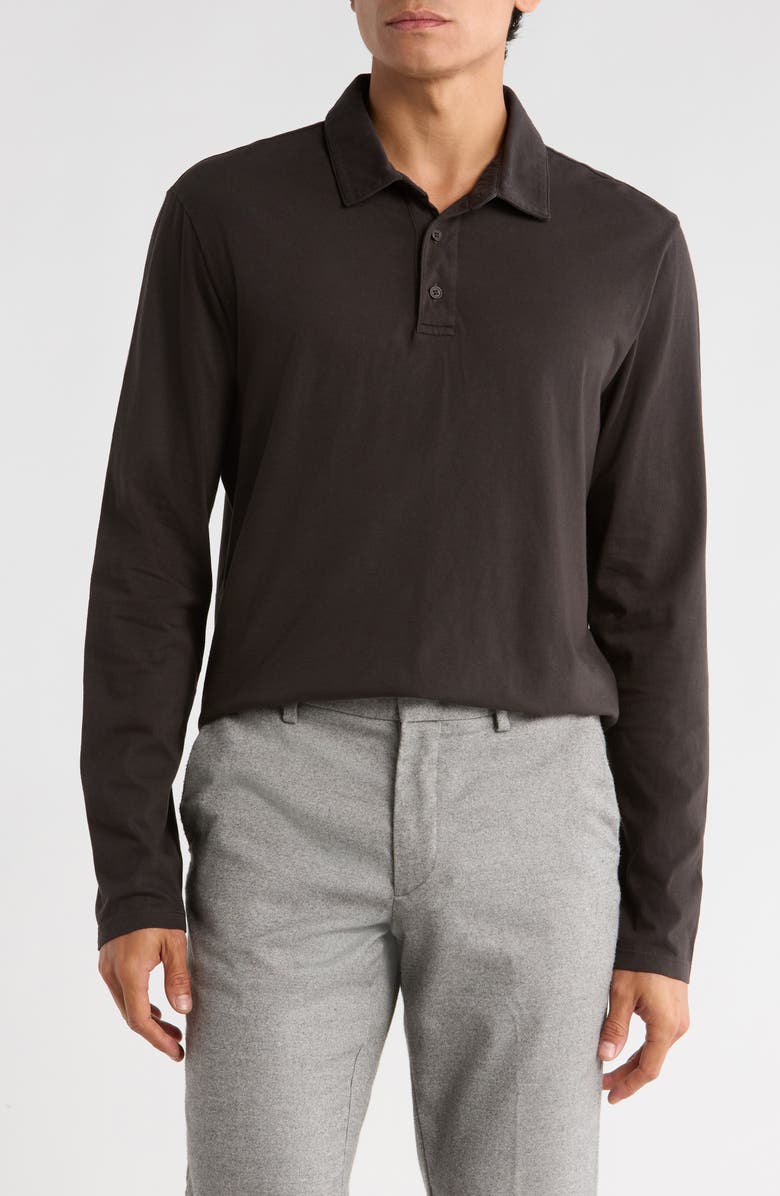 Vince Cotton Long Sleeve Polo, Main, color, Night Moss