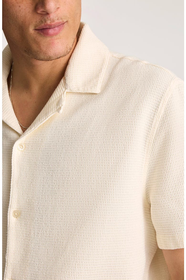 Waffle Knit Camp Shirt, Alternate, color, ANTIQUE WHITE