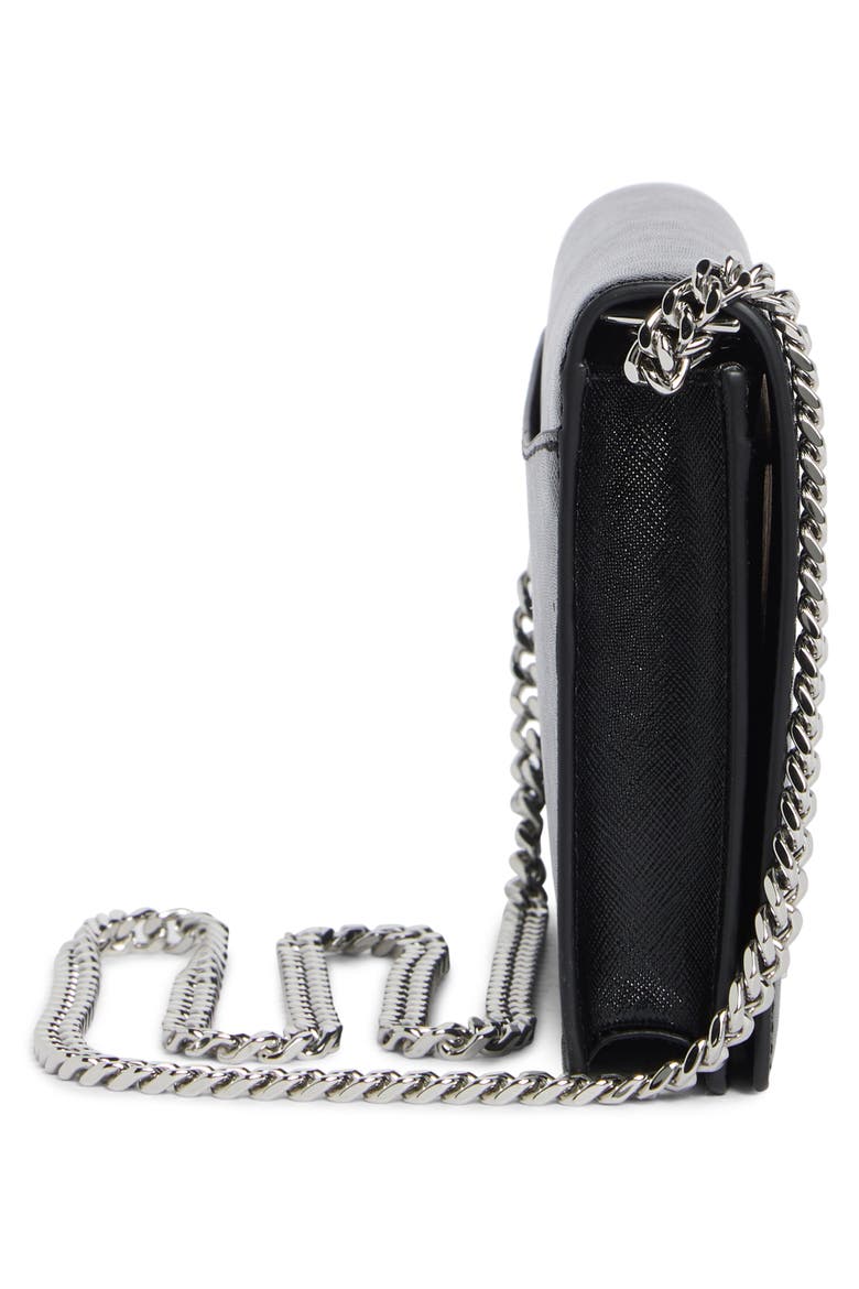 Party On Saffiano Wallet On a Chain, Alternate, color, BLACK