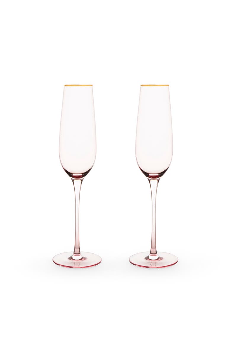 TWINE Rose Crystal Champagne Flutes Set of 2, Alternate, color, Pink