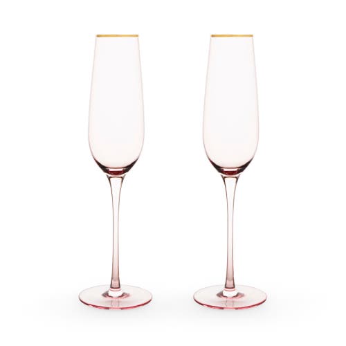 Twine Rose Crystal Champagne Flutes Set Of 2 In Pink