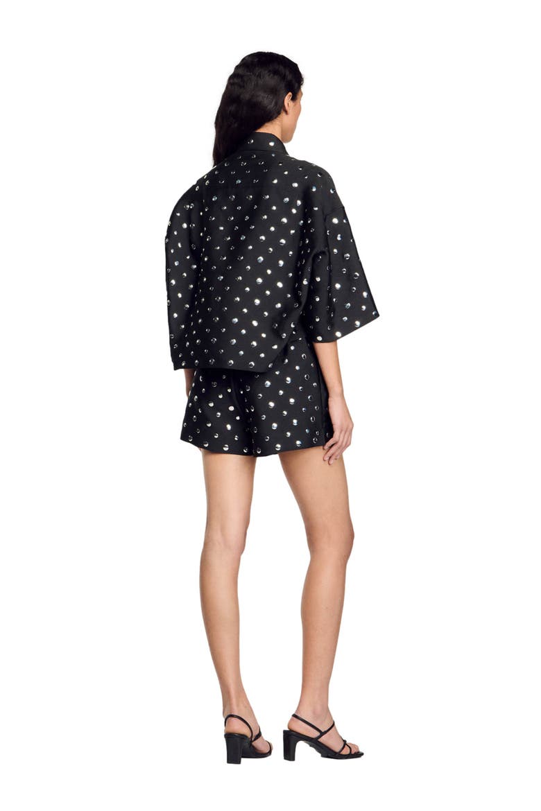 Stud-embellished shirt, Alternate, color, Black