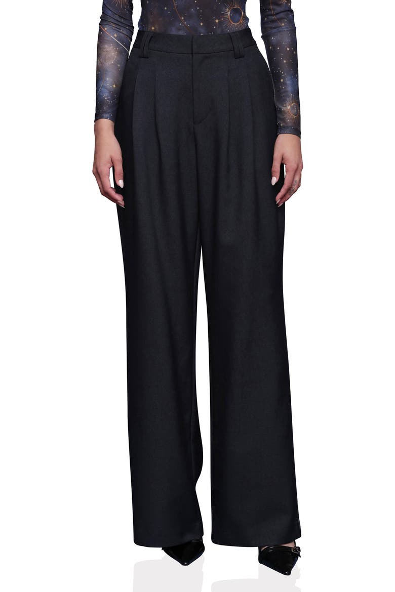 High Waist Wide Leg Pants, Main, color, HEATHER NAVY