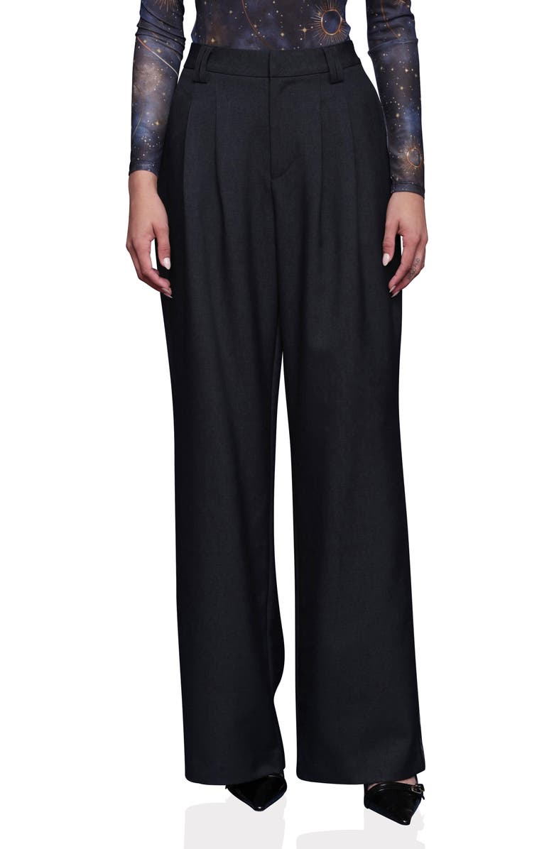 Avec Les Filles High Waist Wide Leg Pants, Main, color, Heather Navy