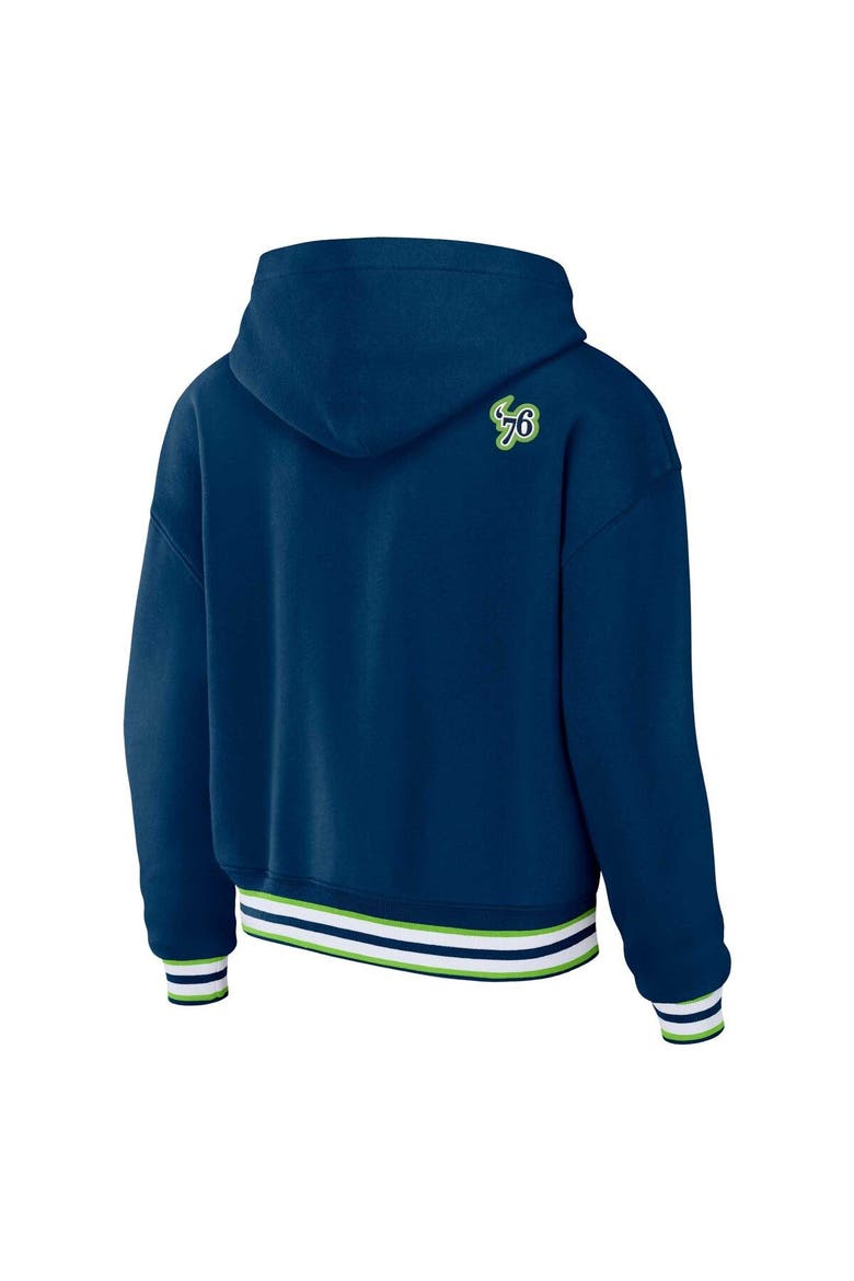 Women's WEAR by Erin Andrews Navy Seattle Seahawks Lace-Up Pullover Hoodie, Alternate, color, Navy