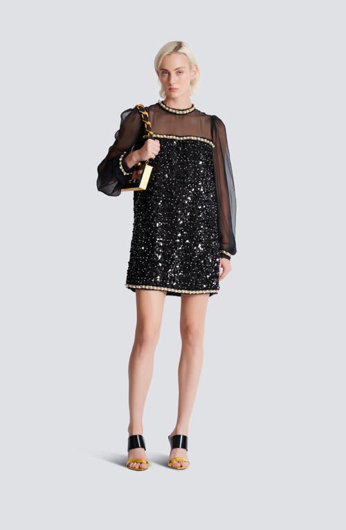 Balmain Chiffon And Beaded Sequin Dress
