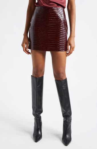 L'AGENCE Gerard Croc Embossed Faux Leather Miniskirt