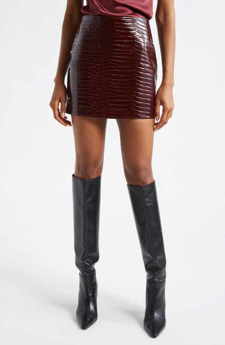 L'AGENCE Gerard Croc Embossed Faux Leather Miniskirt