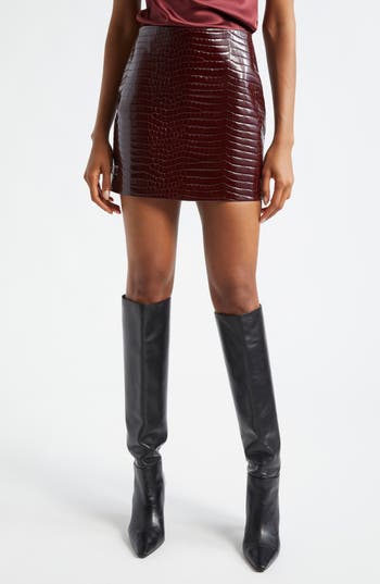 L'agence Gerard Croc Mini Skirt Dark Port Croc In Dark Port Croc