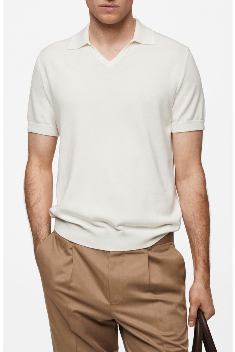 Johnny Collar Cotton Polo Sweater, Main, color, OFF WHITE