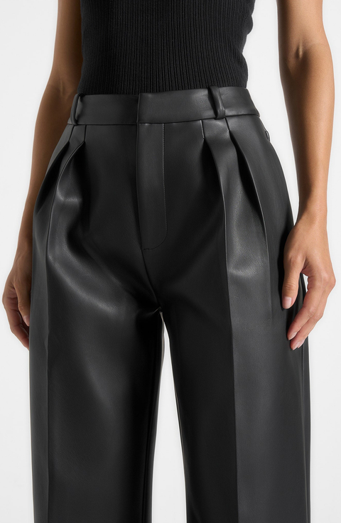 Julie Leather Twin Pleat Trousers