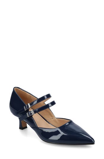 Journee Collection Journee Womens Carnation Medium And Wide Width Kitten Heel Mary Jane Pumps In Blue