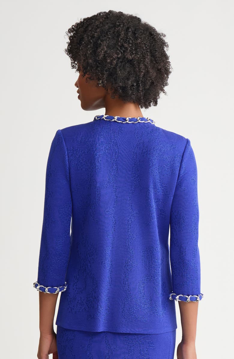 Ming Wang Heritage Tonal Ribbon Chain Trim Knit Jacket, Alternate, color, Sapphire Sea
