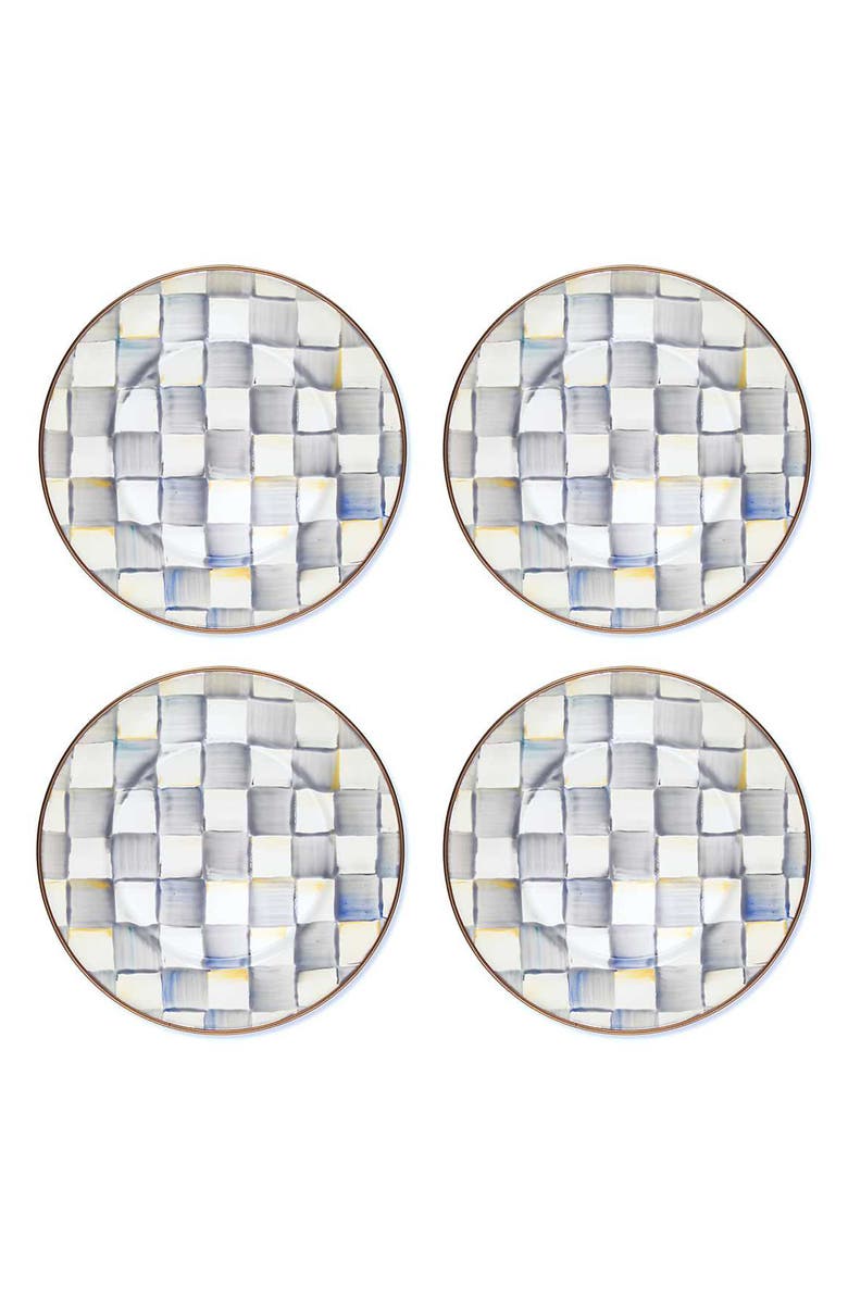 MACKENZIE CHILDS Sterling Check<sup>®</sup> Set of 4 Salad Plates, Main, color, Grey/ White