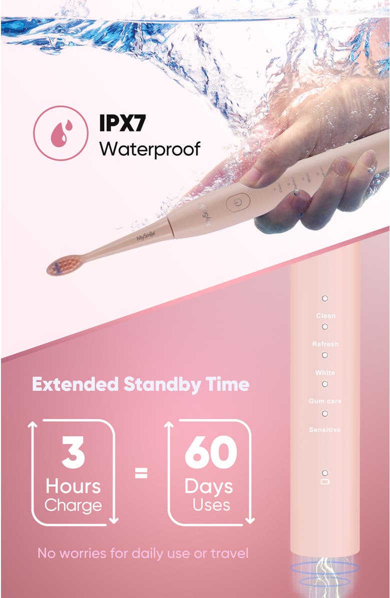 MySmile DY156 Electric Toothbrush & Nano-Hydroxyapatite Toothpaste Bundle, Alternate, color, Pastel Pink
