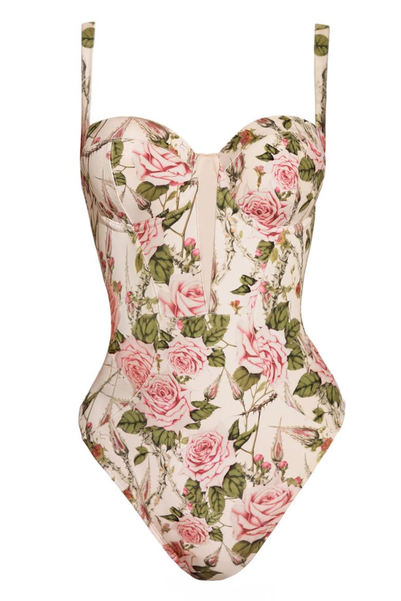 Mega Sculpting Push-Up Cheeky One Piece Swimsuit, Alternate, color, Thorny Rose