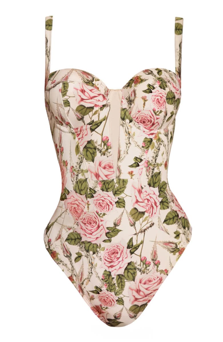 TA3 Mega Sculpting Push-Up Cheeky One-Piece Swimsuit, Alternate, color, Thorny Rose
