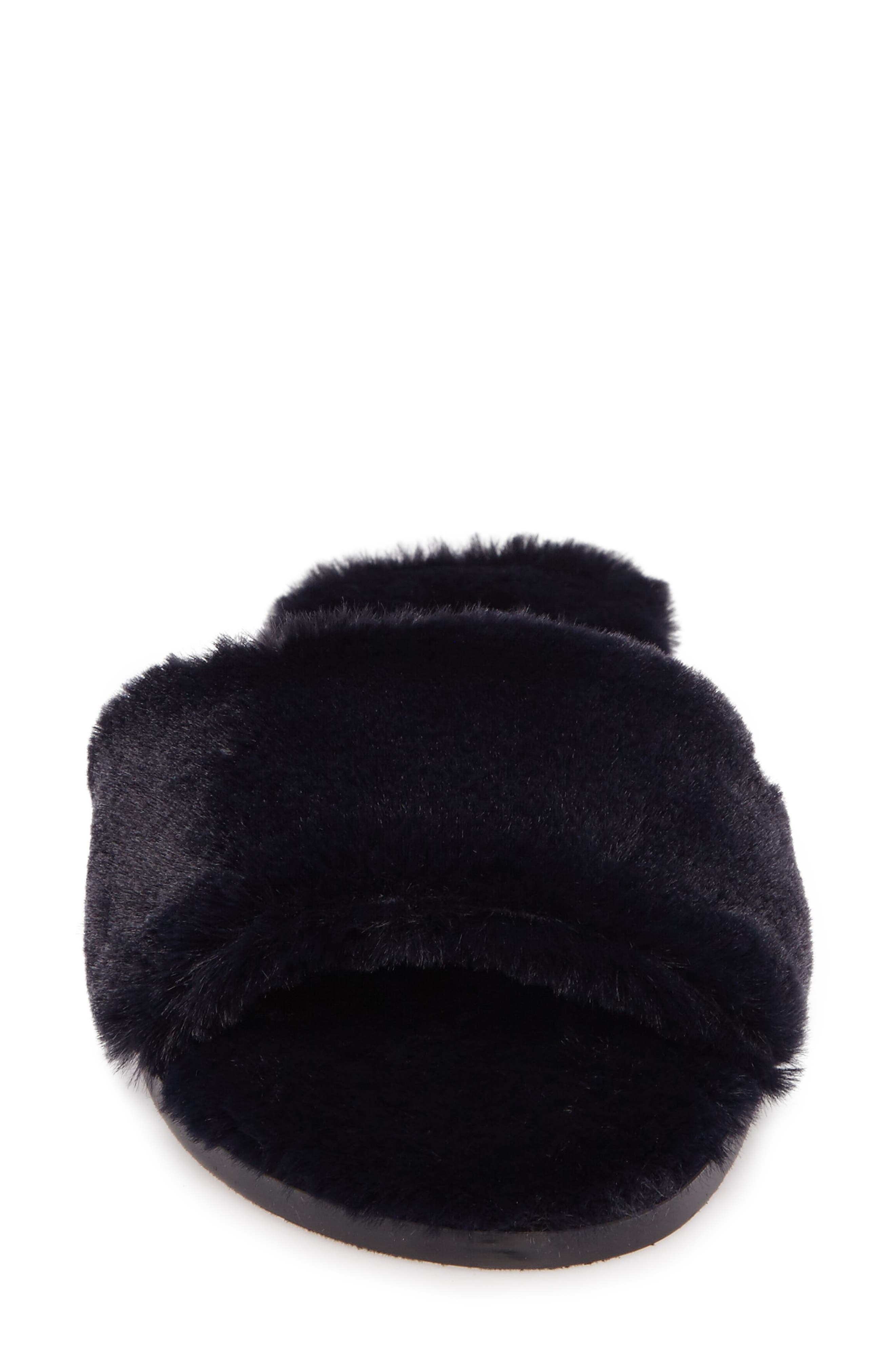 Mulholland Faux Fur Slide Sandal, Alternate, color, NAVY
