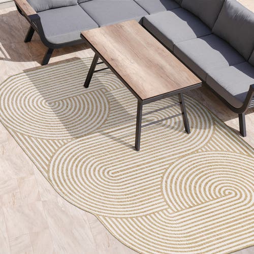 Jonathan Y Margot Modern Geometric Arch Stripe Indoor/outdoor Shaped Area Rug In Cream/natural