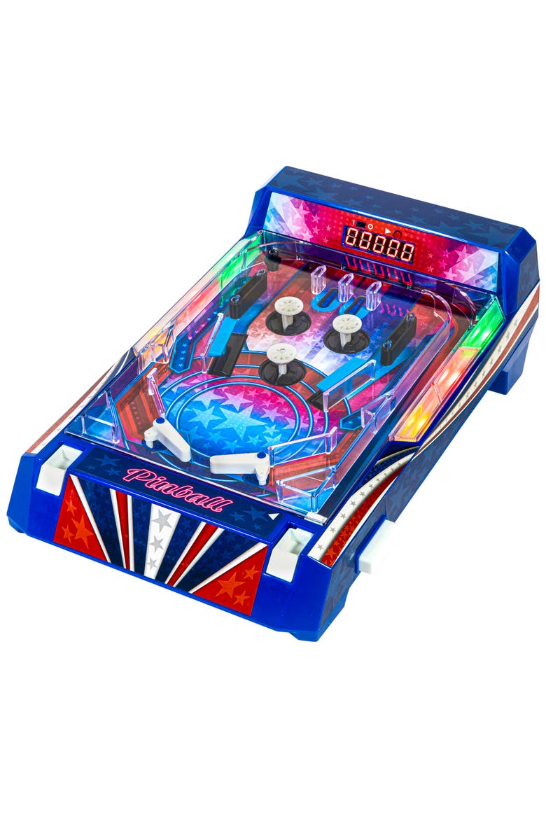 Retro Arcade Electronic Pinball Tabletop Game, Vibrating Bumpers, Led Lights, Alternate, color, Multicolored