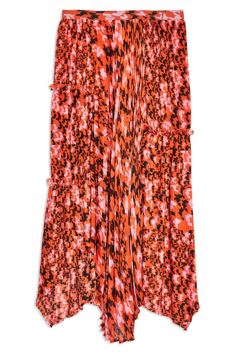 Dogtooth Pleat Midi Skirt, Alternate, color, RED MULTI
