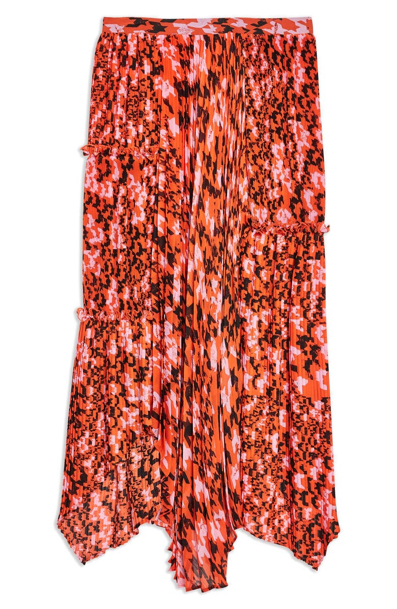 Topshop Dogtooth Pleat Midi Skirt, Alternate, color,