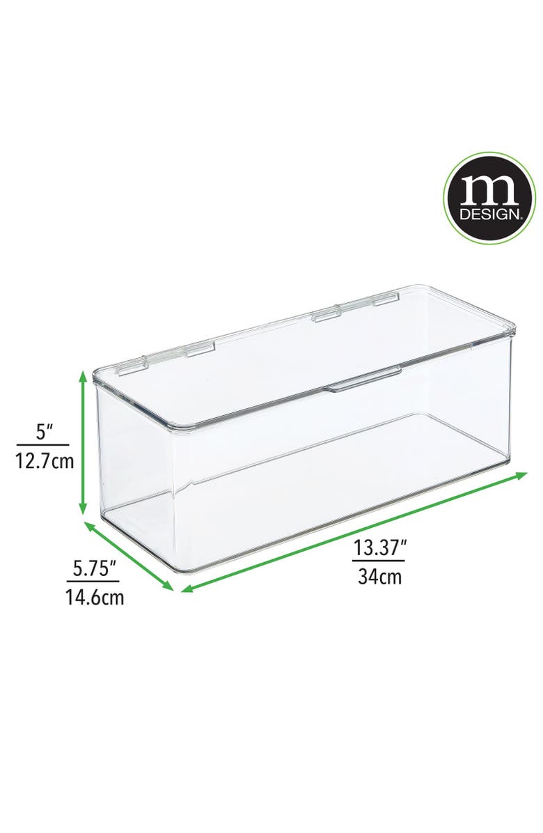 mDesign Plastic Playroom/Gaming Storage Organizer Box, Hinged Lid, 4 Pack, Clear, Alternate, color, Clear